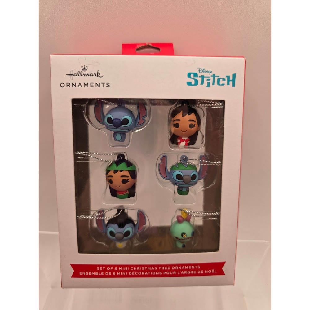 Hallmark Disney Lilo & Stitch Set of 6 Mini Christmas Tree Ornaments  NEW
